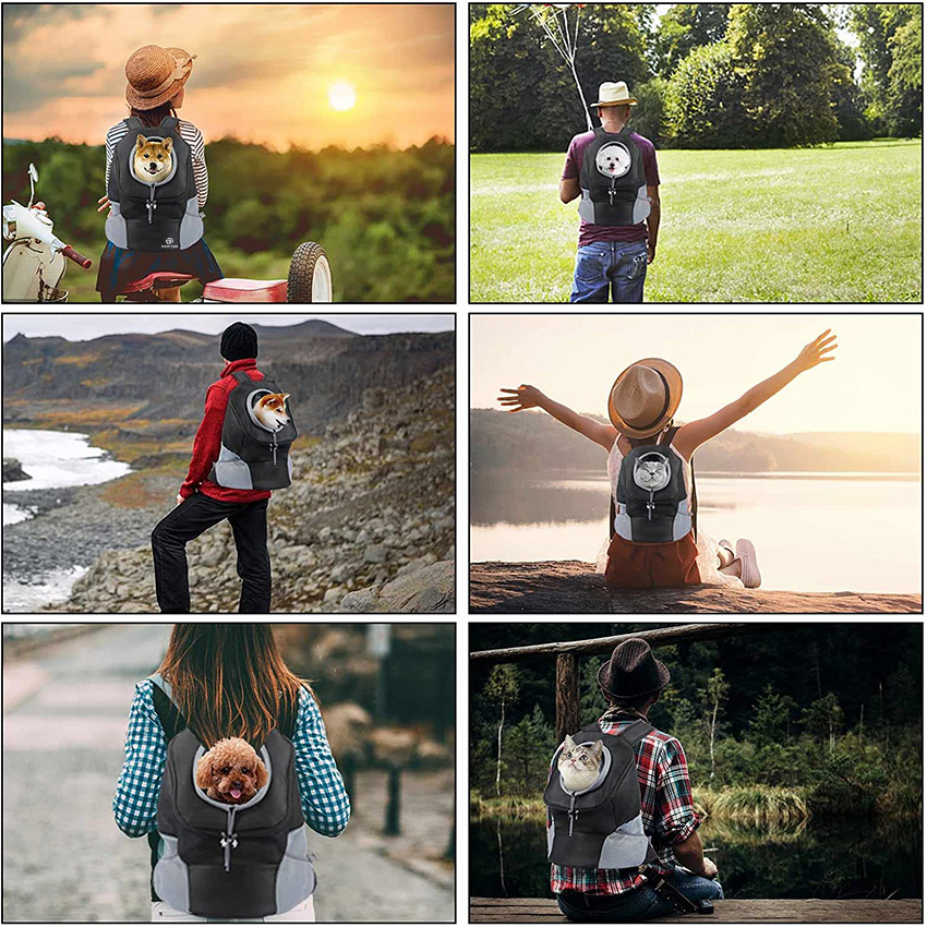 Dog Backpack Bag Front Carrier for Small Puppy with Breathable Head out Design and Padded Shoulder for Hiking Outdoor Travel