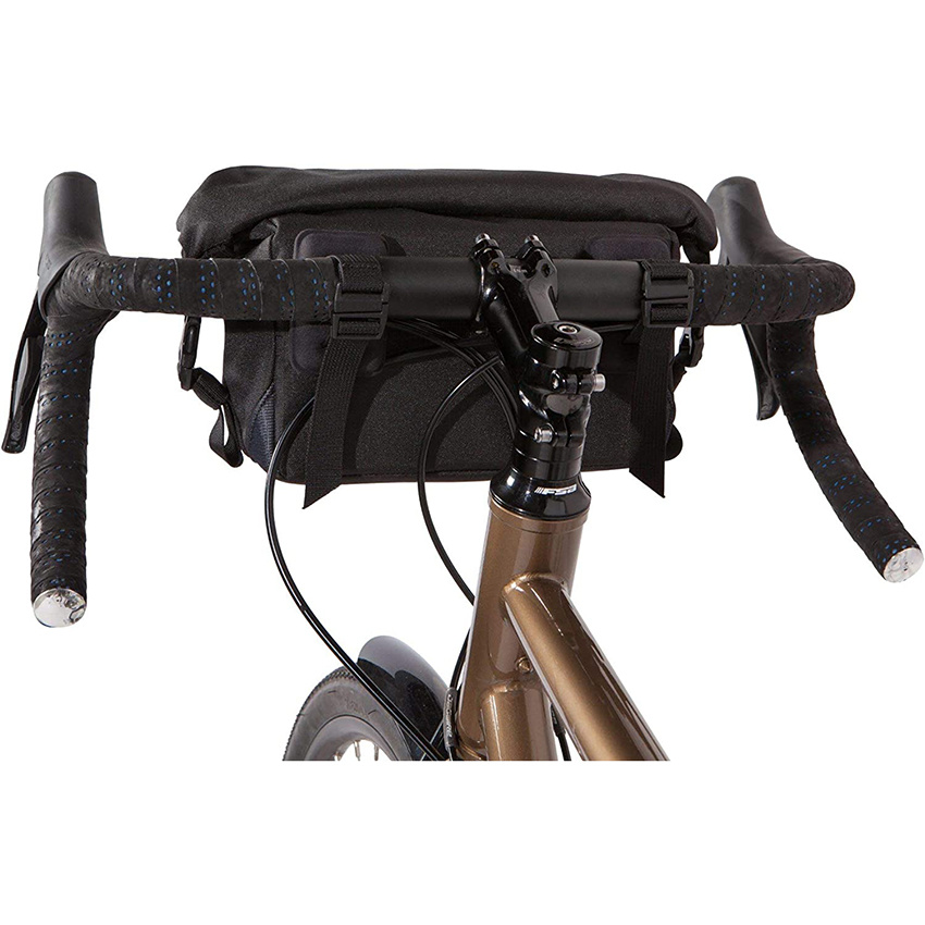 Mini Roll Top Handlebar Bag Water Resistant with Shoulder Strap and Reflective Detail, Commuter Sling Messenger Bike Handlebar Pouch Bag