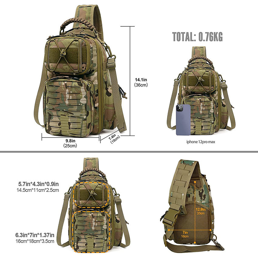 Military Style Tactical Sling Bag Men Military Backpack Shoulder Bag Molle Pack Assault Daypack Bag