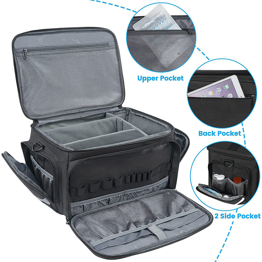 Medical Equipment Bag Empty with Adjustable Divider, Removable Shoulder Strap, Water-Resistant Home Health Nurse Bag for Medical Student Medical Bag