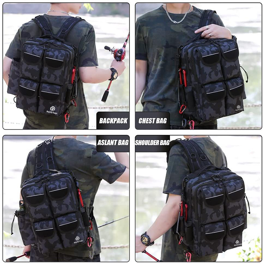 1000d Nylon Storage Outdoor Shoulder Backpack, Cross Body Sling Bag, Mountaineering Fishing Gear Bag
