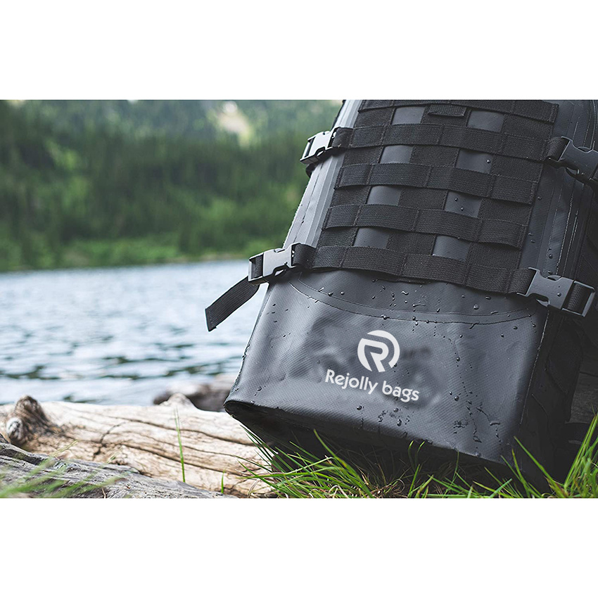 Waterproof Survival Backpack - Roll Top Go-Bag Perfect for Boating, Camping, Hunting, Kayaking - Black Padded Adjustable Straps System Dry Backpack