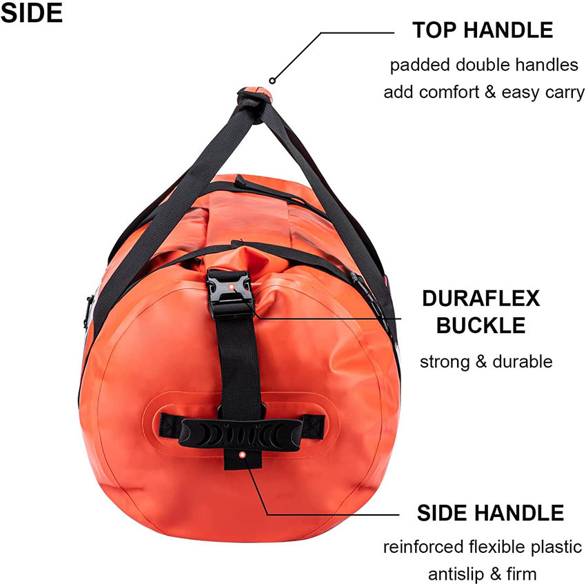 Waterproof Duffel Bag 60L for Kayaking Boating Swimming Rafting Canoeing Water Sports Hiking Camping Motorcycling Bag