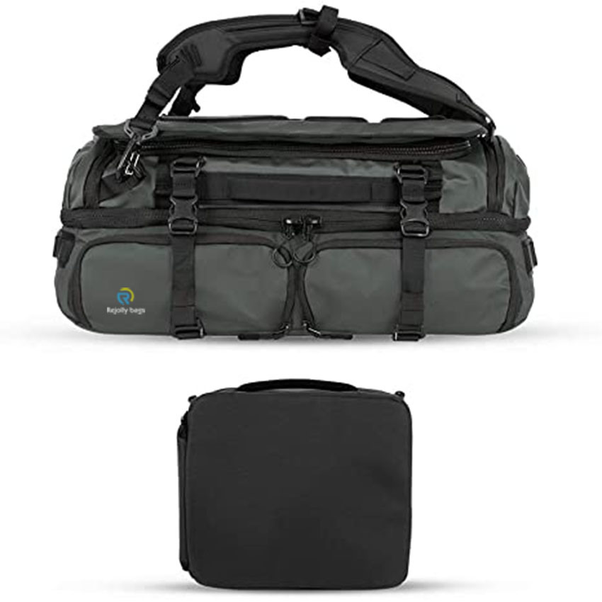 45L Black Duffel Handbag with Multiple Compartments for Travel Bag