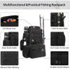 Outdoor Large Water-Resistant Fishing Backpack with Rod Holder for Trout Fishing Outdoor Sports Camping Hiking Fishing Tackle Bag