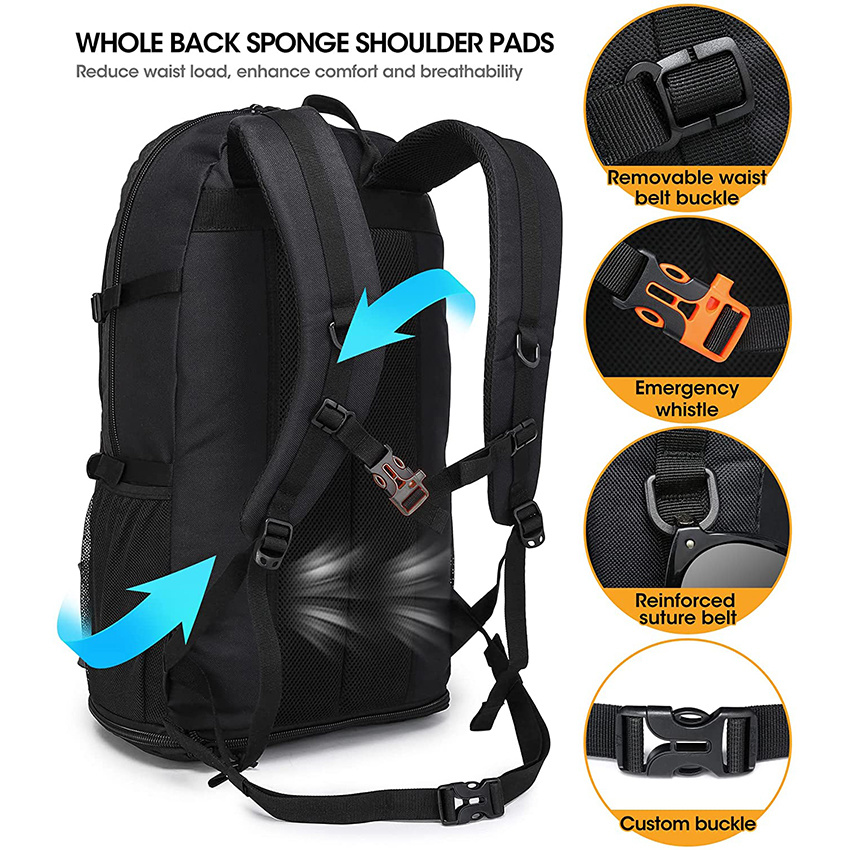 Hiking and Camping 40+5 L Expandable Hiking and Lightweight Travel Backpack