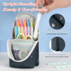 Spacious Pen Holder Polyester Stand Up Pencil Pouch Stationery Organizer with Zipper for School Office College Teen Student Pen Bag RJ21644
