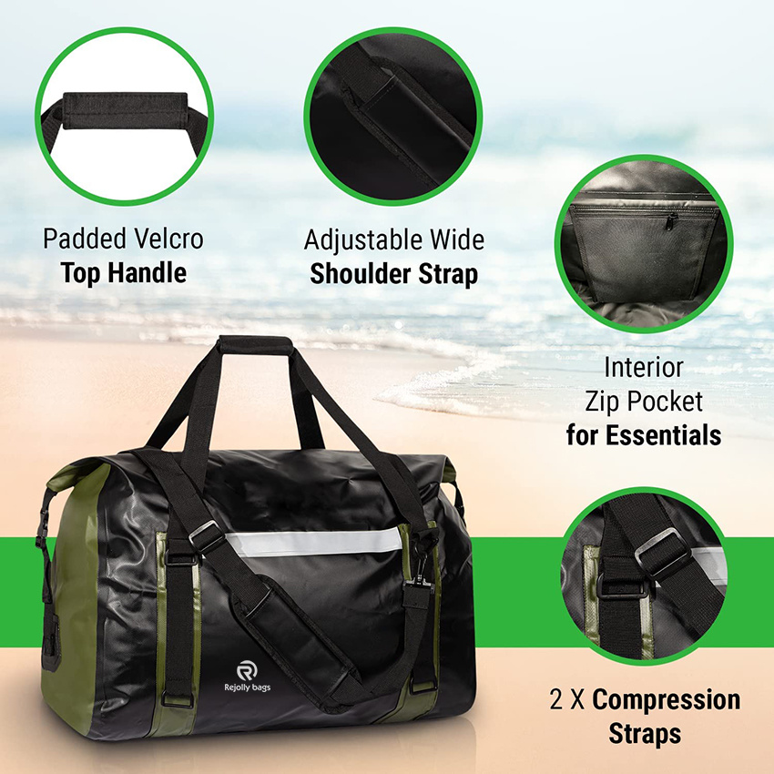 60L Extra Large Waterproof Bag with Durable Compression Straps & Handles for Surf Paddle Dive Snowboard Kayak Bag