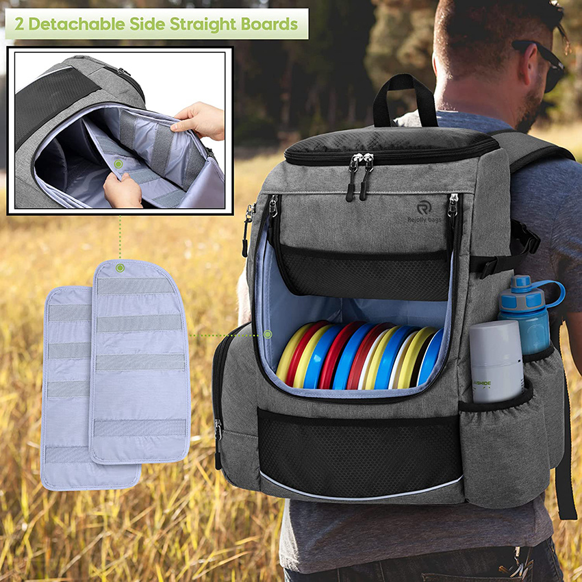 Disc Golf Backpack with Two Sidewall Supports, with 24-26 Discs Capacity, Cushioned Lumbar for Extra Comfort, Multi Pockets and Waterproof Golf Dics Bag