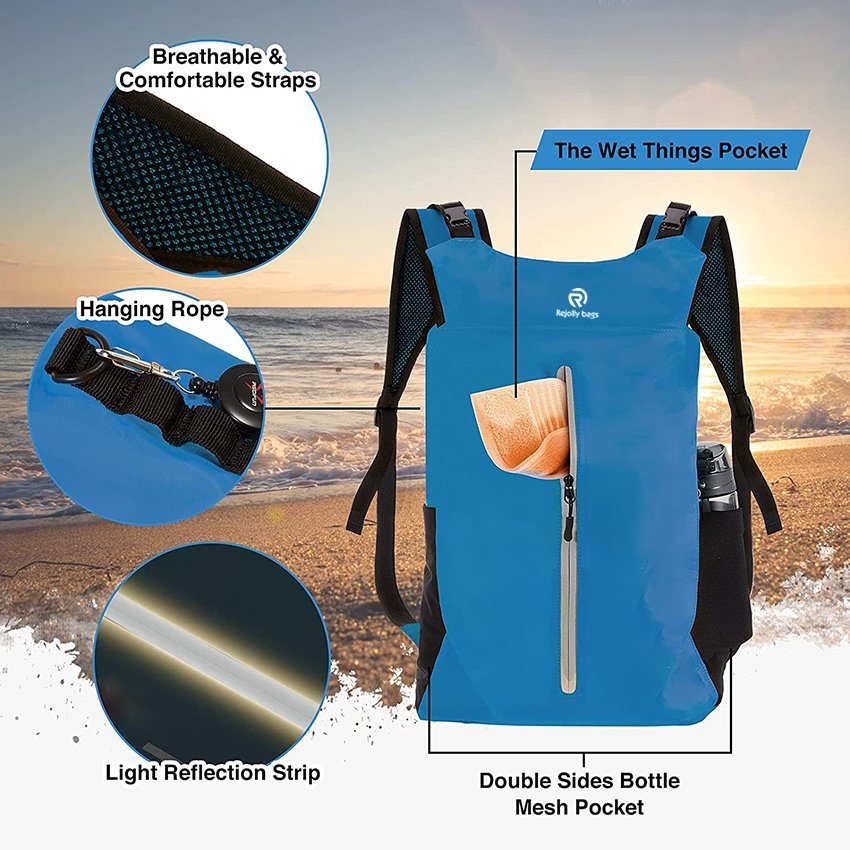 Dry Bag Waterproof Floating Dry Backpack Lightweight with Waist Pouch and Phone Case for Kayaking Camping Beach Boating Swimming for Men Women