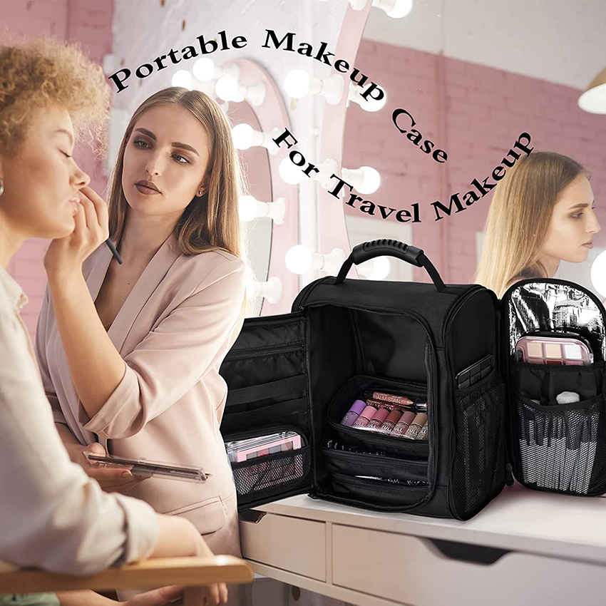 Extra Large Makeup Case Cosmetic Travel Makeup Bag Professional Makeup Artist Train Case Backpack Travel Cosmetic Bag RJ21687