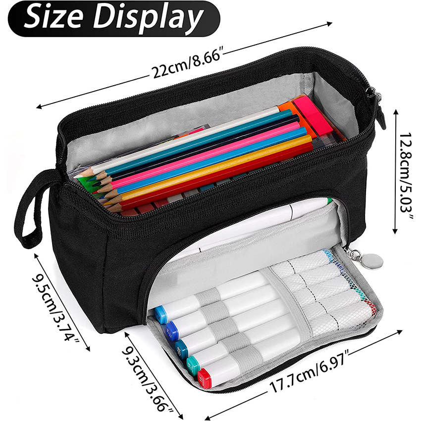 Big Capacity Pencil Case Large Storage Pencil Pouch Canvas Handheld Pen Bag Portable Makeup Bag for College Student Pen Bag RJ21666