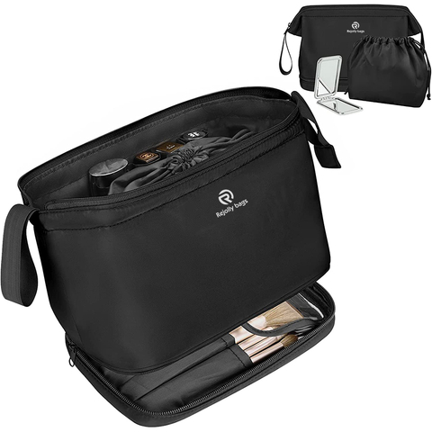 Cosmetic Bag for Women 2-in-1 Portable Drawstring Travel Makeup Large Double Layer Make Up Brush Bags Reusable Cosmetic Bag RJ21679
