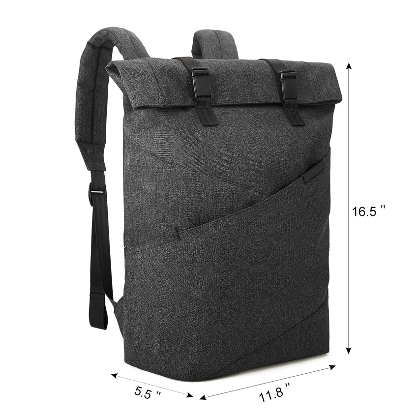 School Backpack, College Student Backpack for Men Women Multipurpose Roll-Top Fashion Rucksack Fits 15.6 Inch Laptops