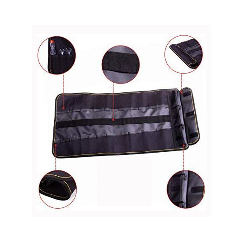 Canvas Big Tool Bag Rolling Organizer Bag Roll Tool Bag with 25 Pockets Combination