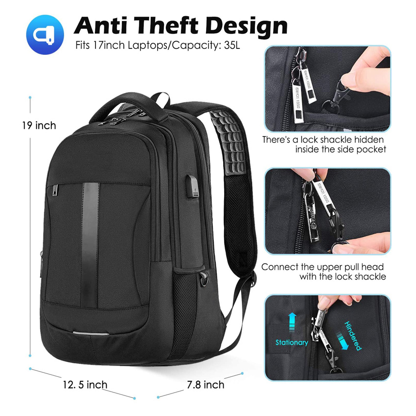 Travel Backpack for Laptop and Notebook with USB Charging Port Water Resistant Bag