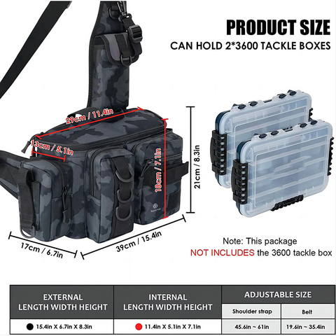 Portable Fishing Tackle Sling Pack with Rod Holder Fly Fishing Bag RJ21781