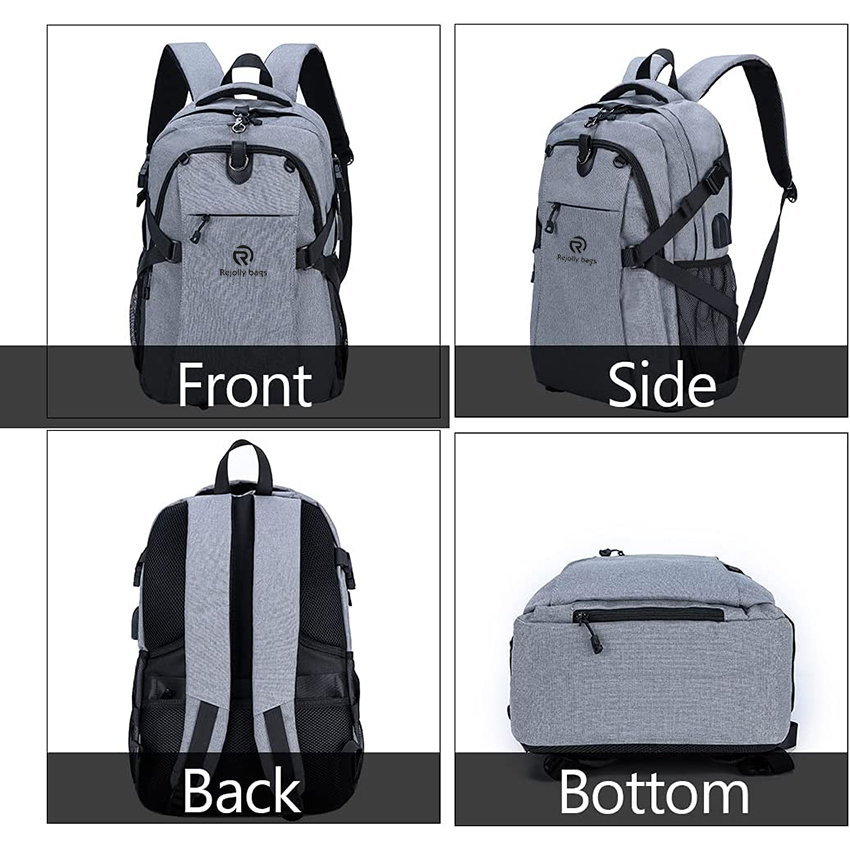 Basketball Backpack with USB Charging Port, Durable Men's Laptop Backpack for Outdoor with Ball Compartment Ball Bag RJ196101