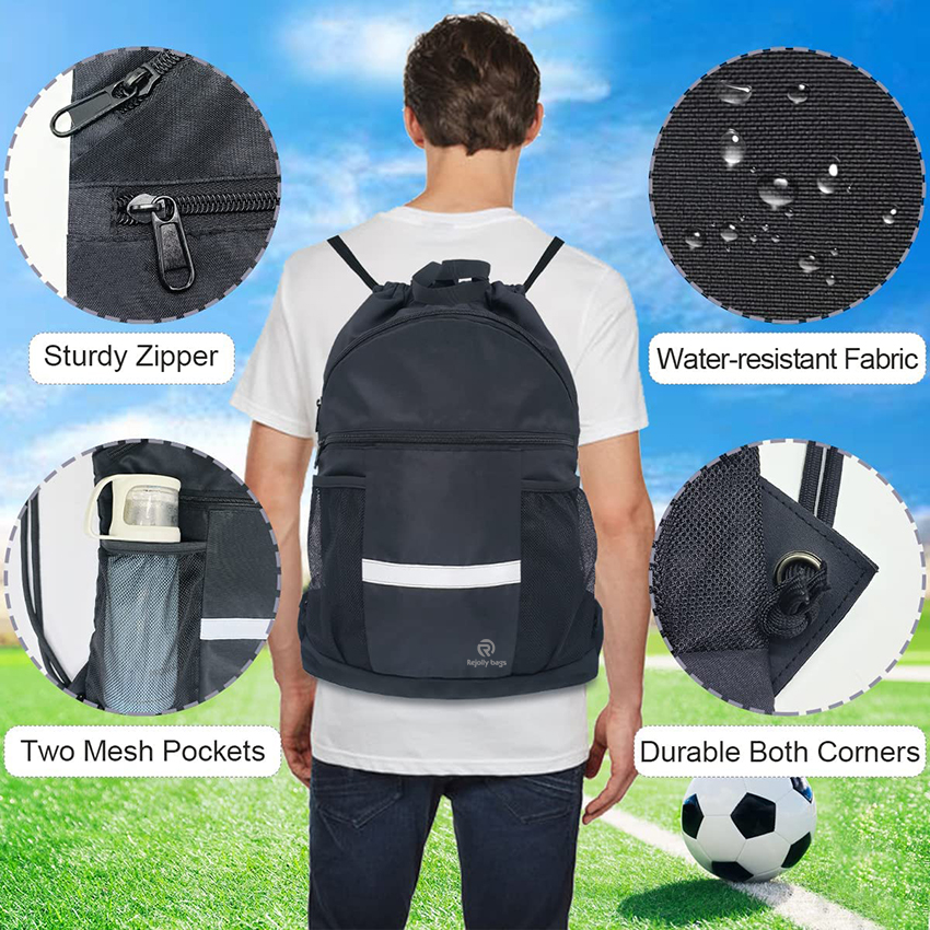 Drawstring Backpack Sports Gym Bag Yoga Travel Sackpack for Men Women Large Size with Shoe Compartment Ball Bag RJ196133