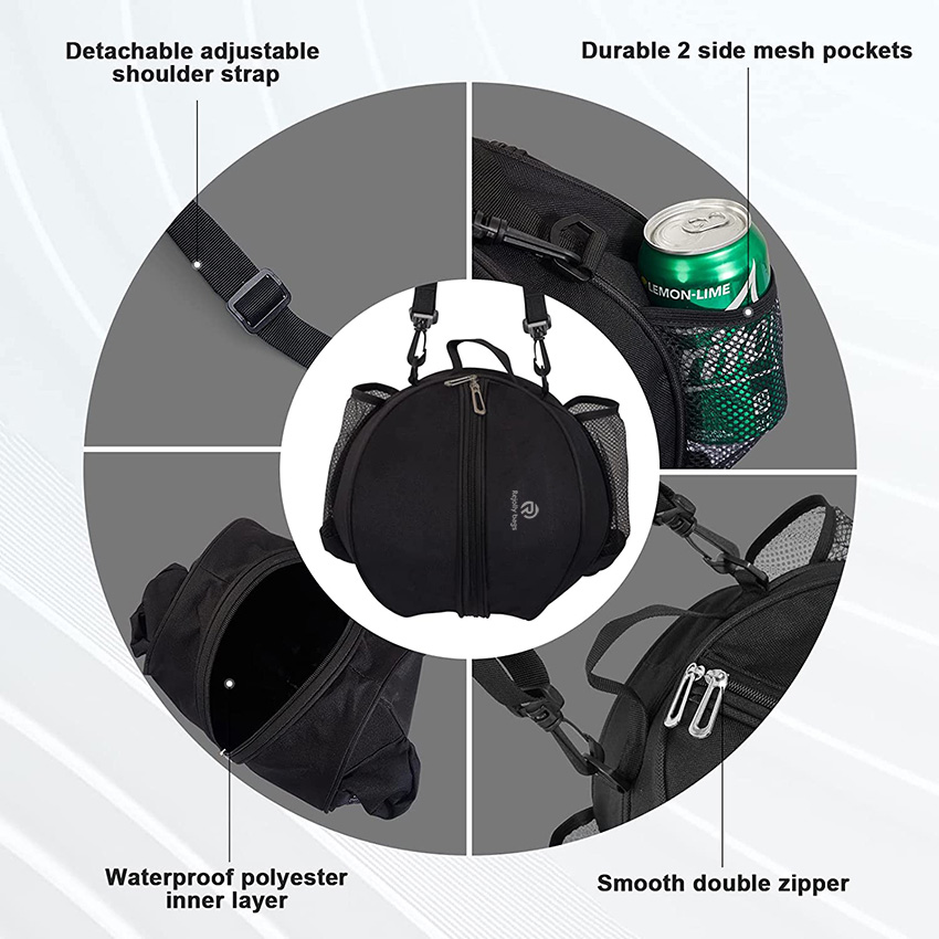 Volleyball Bag Adjustable Shoulder Strap Soccer Bags for Boys Girls 2 Side Mesh Pockets Ball Bag Waterproof Portable Football Softball Carrier Holder Ball Bag RJ19689