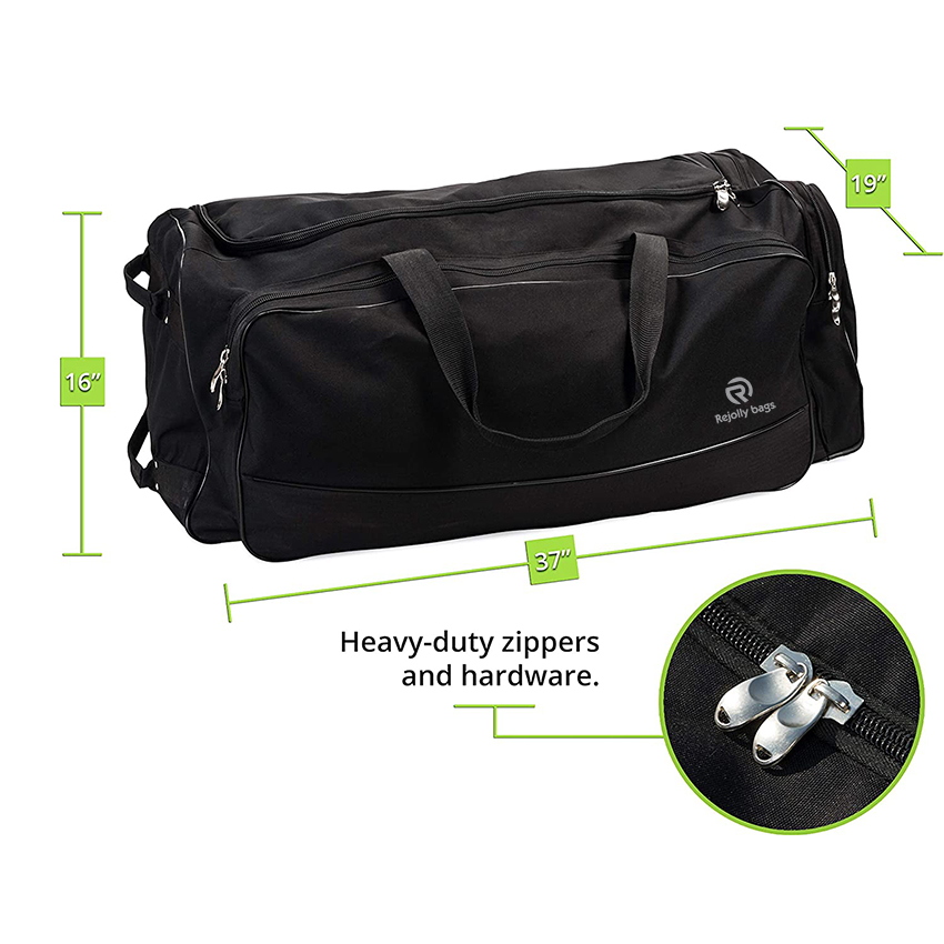 Sports Wheeled Equipment Large Nylon Athletic Travel Bag with Wheels for Baseball, Football, Basketball, Soccer, Hockey, and Training Baseball Bags RJ19667