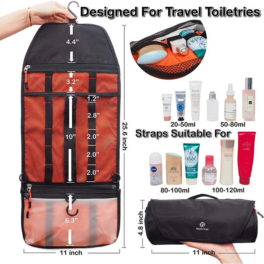 Hanging Roll Up Dopp Kit Bathroom Shaving Shower Medicine Hygiene Bag for Traveling, Waterproof Lightweight Organizer Toiletry Bags RJ216102