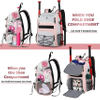 Baseball Bag with USB Charging Port, Youth Softball Bat Bag with Vented Shoes Compartment, Lightweight Baseball Bag TBall Bat & Equipment Baseball Bags RJ19671