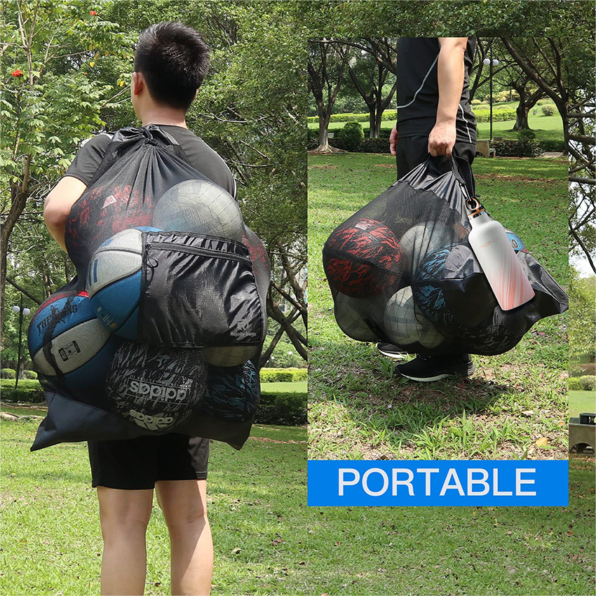 Extra Large Ball Bag, Mesh Soccer Ball Bag, Adjustable Shoulder and Portable Strap Design fit Coach,Adults and Kids Ball Bag RJ19687