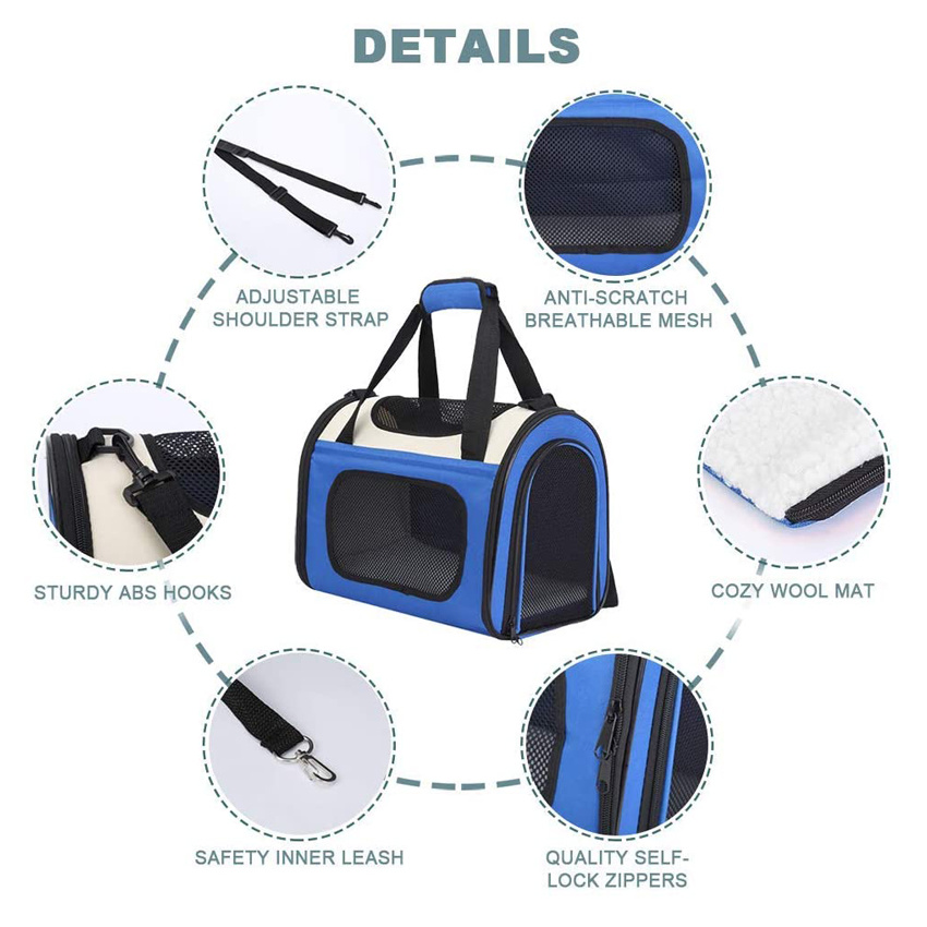 Airline Approved Dog Carrier Portable Breathable Pet Travel Bag Wholesale Foldable Puppy Bag