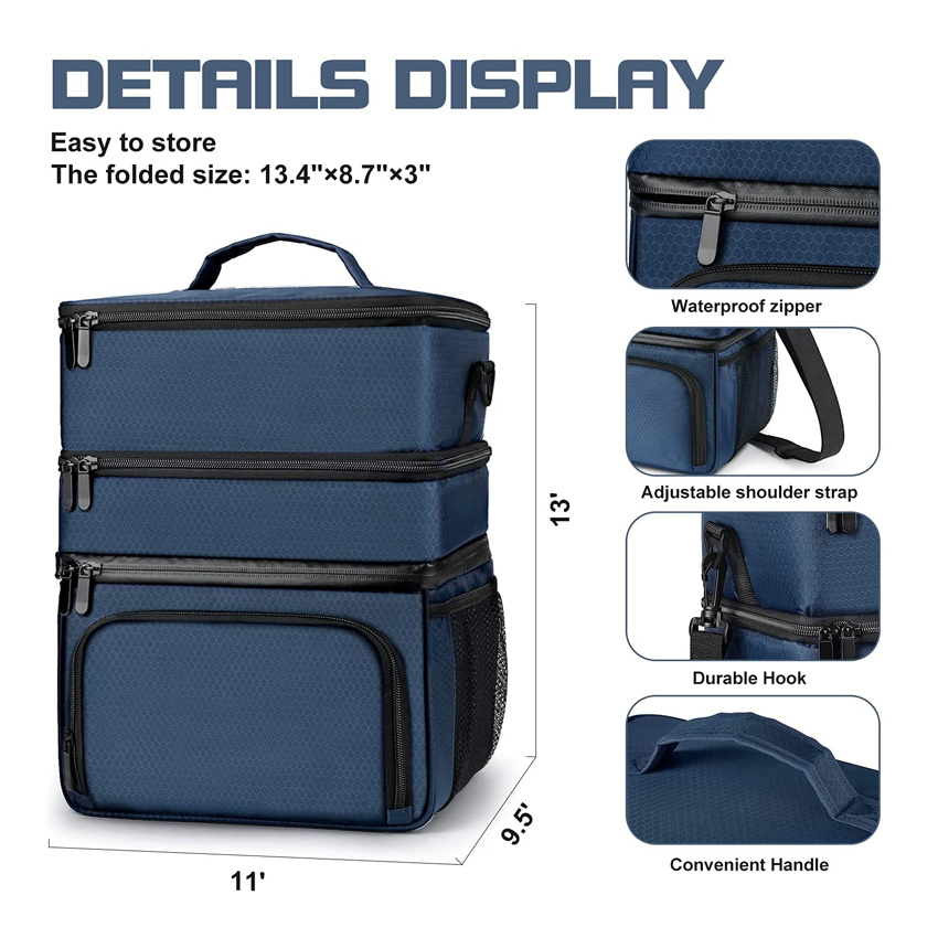 Large Insulated Food Delivery Bag Ice Cooler Bag Cool Box Leisure Picnic Bag