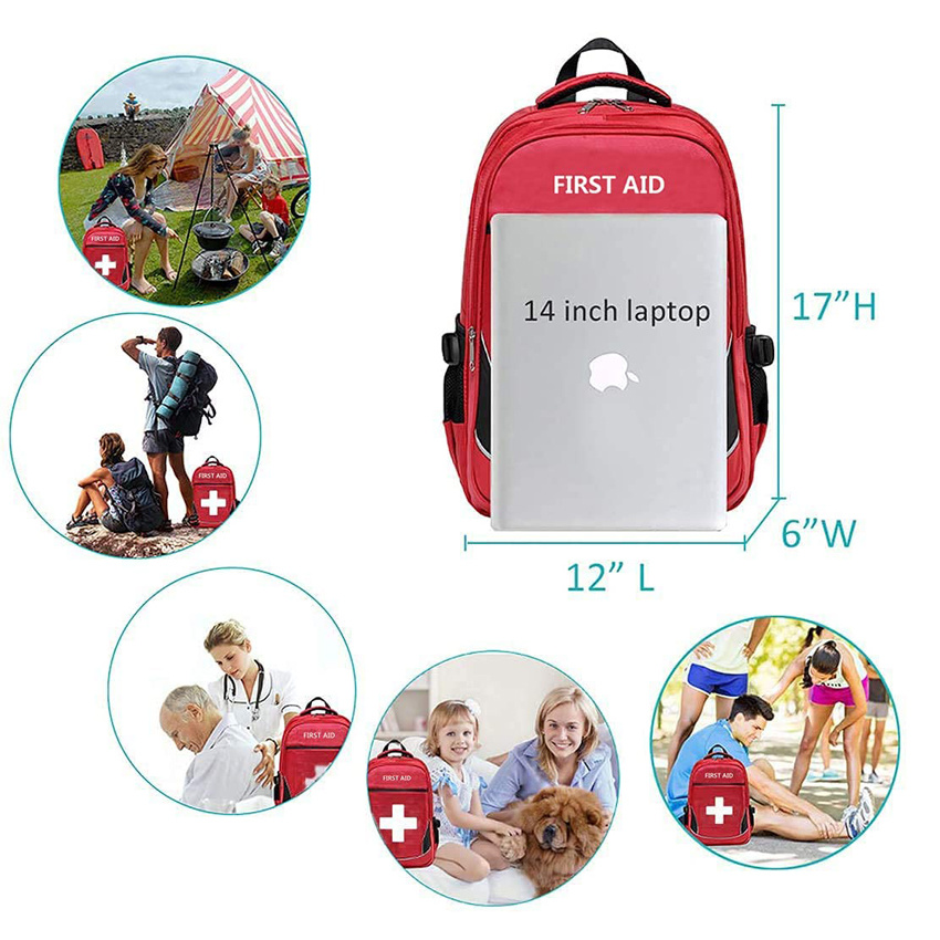 Health Care Bag Multipocket Medic Storage Bag Portable First Aid Backpack for Family Travel