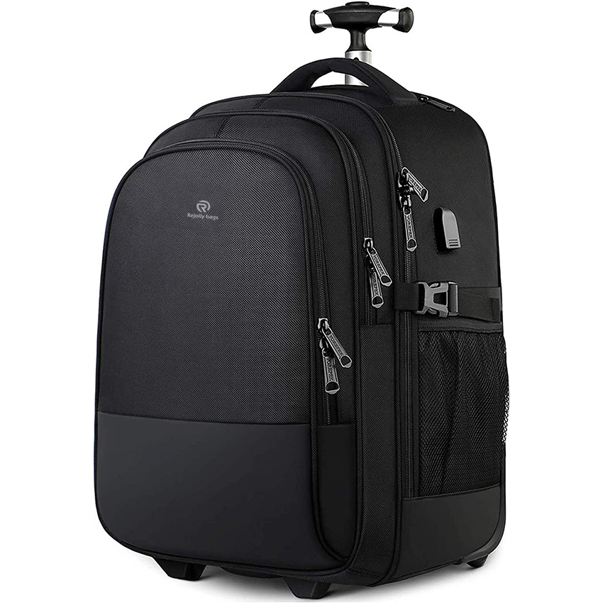 Large Rolling Backpack for Men Women Water Resistant Business Travel Carry on Wheeled Durable Roller College School Computer Bookbag Fits 15.6 Inch Laptop Trav
