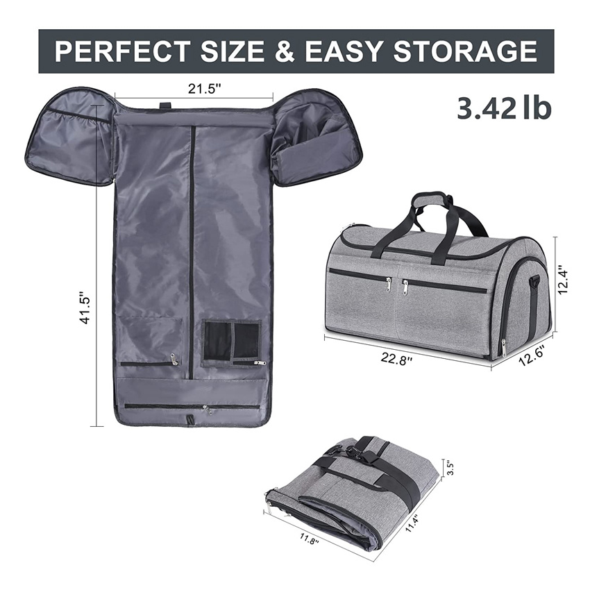 Carry on 2 in 1 Weekender Suit Bag for Men Women Convertible Garment Bag for Travel Business