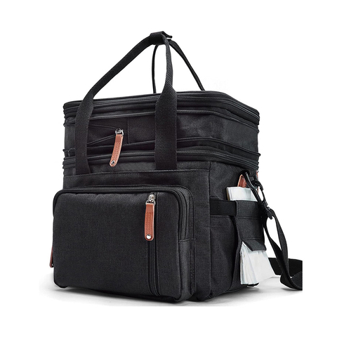 Double Compartment Lunch Bag Insulated Ice Cooler Tote Bags Reusable Water-Resistant Food Bag