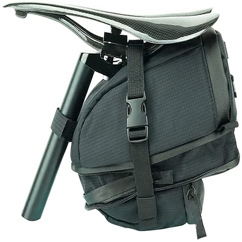 Ample Storage Capacity Integrated Waterproof Light Mount Silent Zipper Pulls Expedition Bicycle Saddle Bag