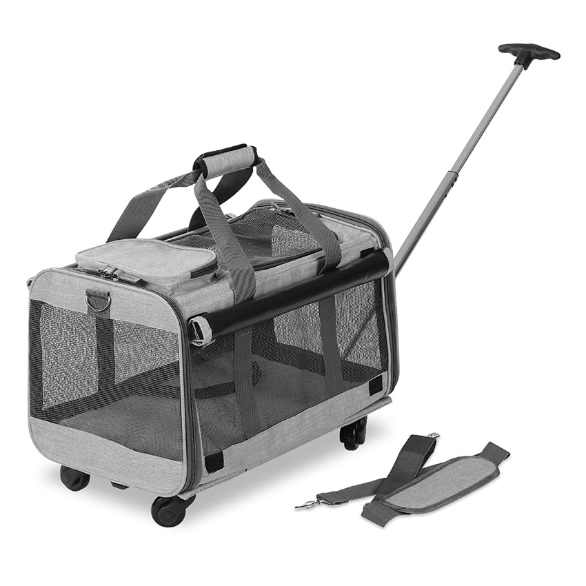 Pet Carrier with Detachable Wheels for Small and Medium Dogs Cats