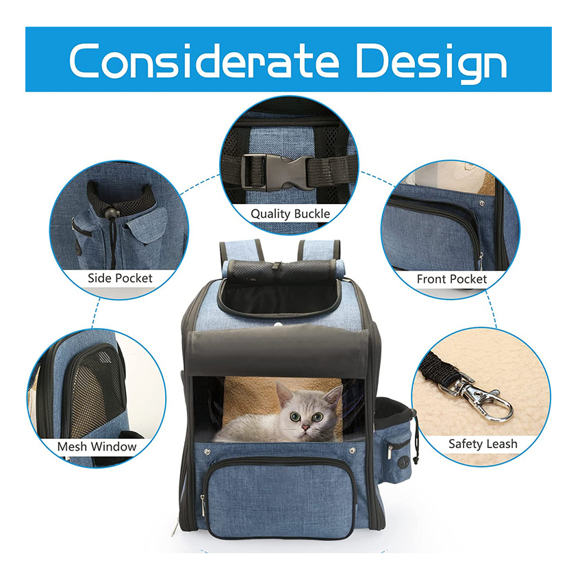 Dog Travel Carrier Backpack Puppy Outdoor Bag Visibility and Ventilation Pet Cage