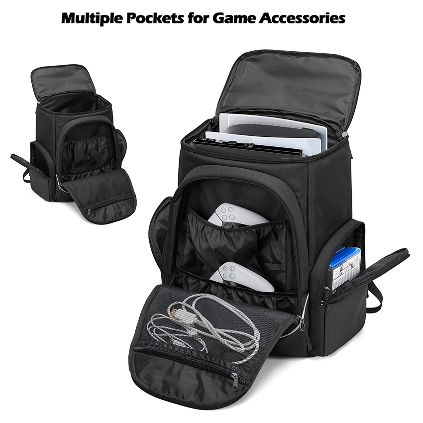 Gaming Console Backpack Travel Carrying Bag with Multiple Pockets for Laptop and Gaming Accessories