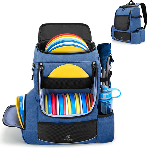 Two Sidewall Supports 24-26 Discs Capacity Cushioned Lumbar for Extra Comfort Multi Pockets and Waterproof PU Material Bottom Disc Golf Backpack