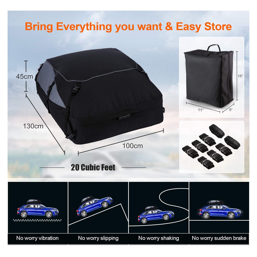 Car Roof Bag Rooftop Cargo Carrier Cross Country Trip Storage Carrying Bag Soft-Shell Carriers