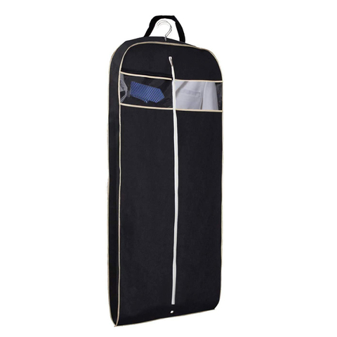Gusseted Travel Garment Bag with Accessories Zipper Pocket Breathable Suit Garment Cover