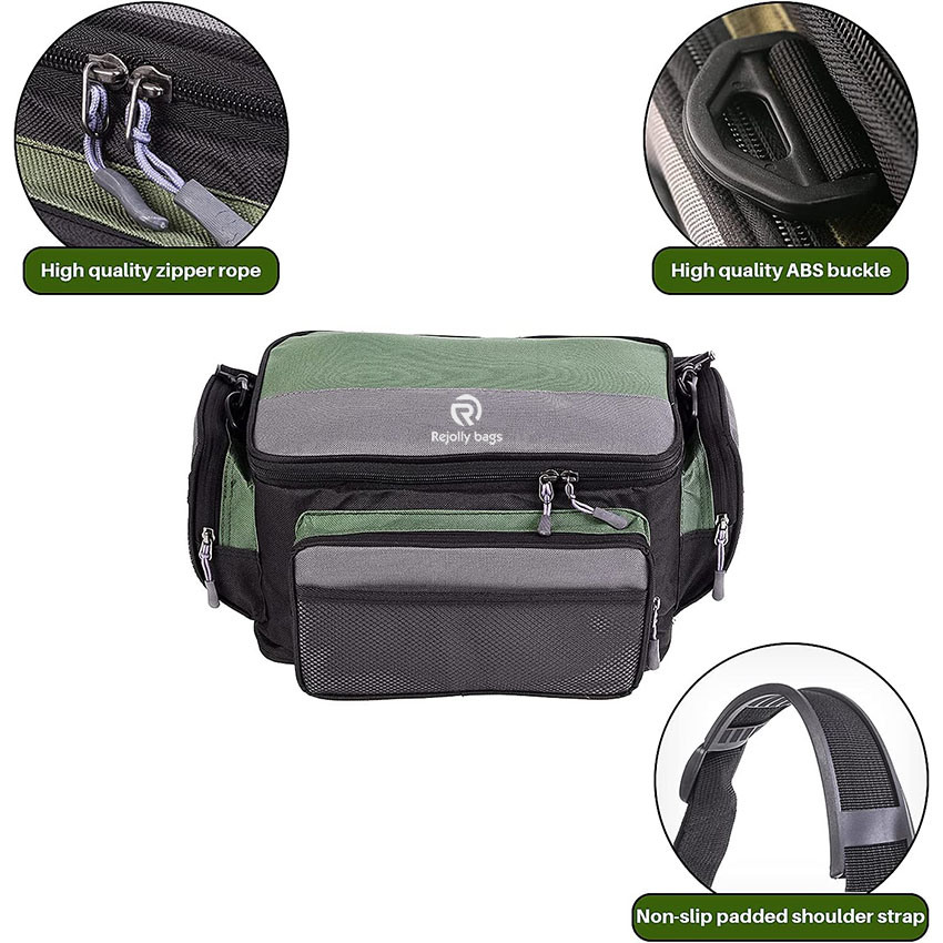 Storage Large Capacity Fishing Bag, Multiple Pockets for Fishing Equipment Storage, Shoulder Pack Storage Bag for Fishing Hunting Hiking Fishing Tackle Bag