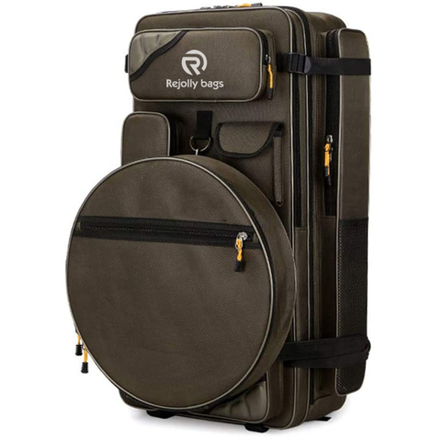 Multi-Function Fishing Large-Capacity Fishing Tackle Rucksack with Round Fishing Bag, for Fishing, Traveling, Hiking Fishing Fish Bag