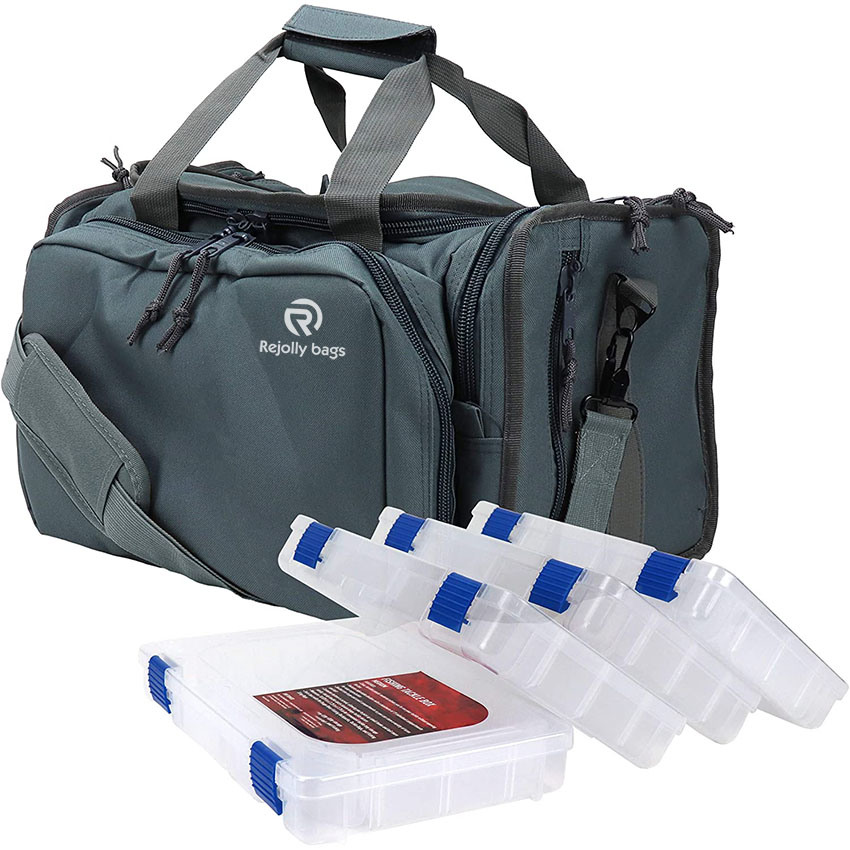 Deluxe Tackle Bag with 4 Tackle Box Organizers, Heavy Duty Storage Fishing Fish Bag