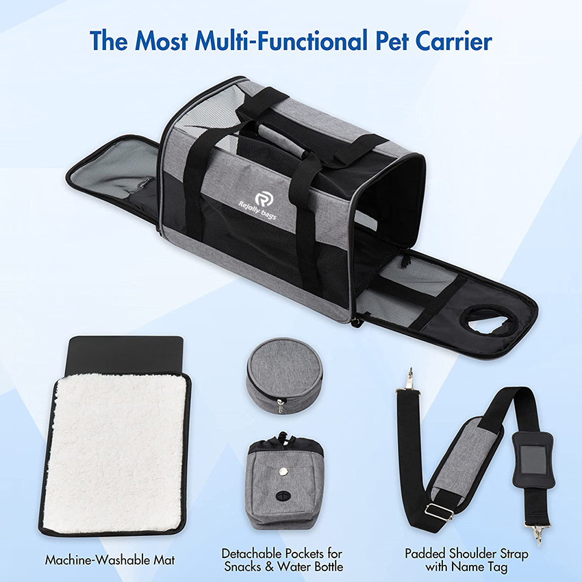 Pet Carrier for Small Medium Cat Dog Puppy Soft Sided Collapsible Pockets for Water Bottle and Bowl Safety Locking Zippers Tsa Airline Approved Travel Bag Kitte