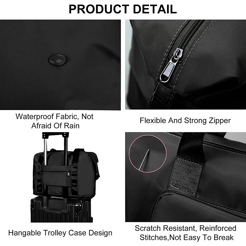 Large Capacity Folding Oxford Fabric Waterproof Lightweight Foldable Travel Portable Expandable Dry and Wet Separation Carry on Bag for Airplanes Tote Bag