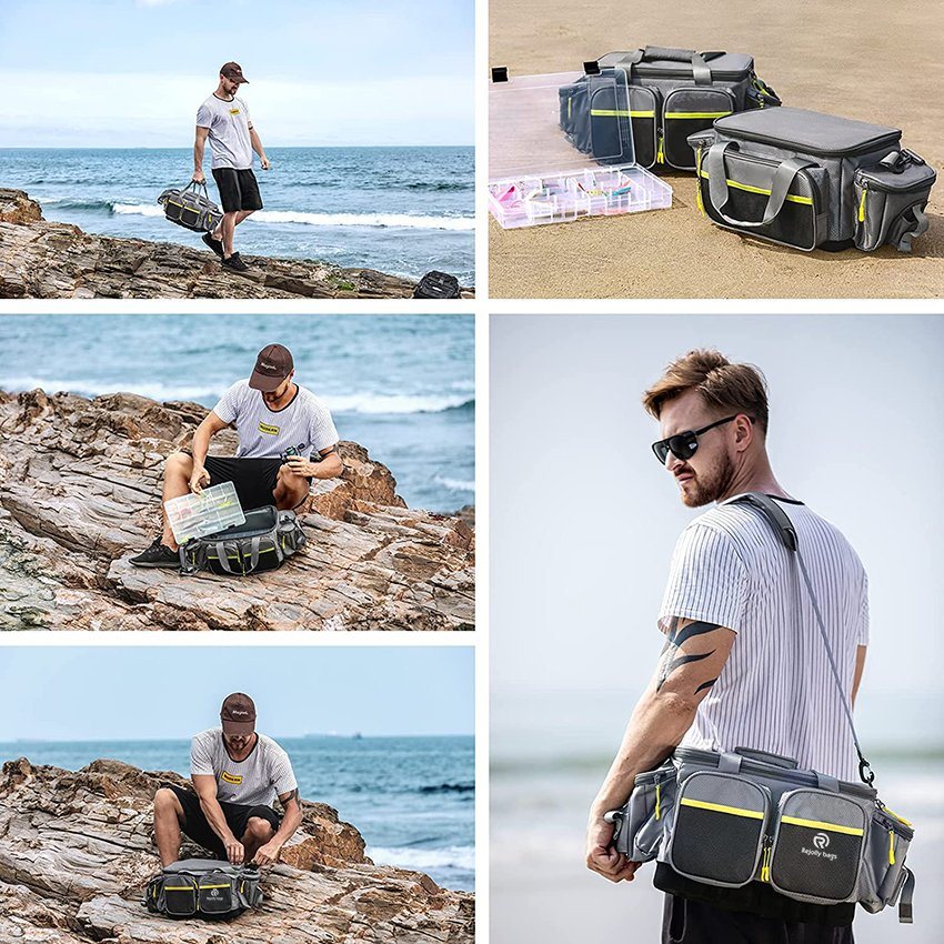 Water-Resistant Polyester Material Storage Bag with Padded Shoulder Strap and Non-Slip Base Fishing Rod Bag