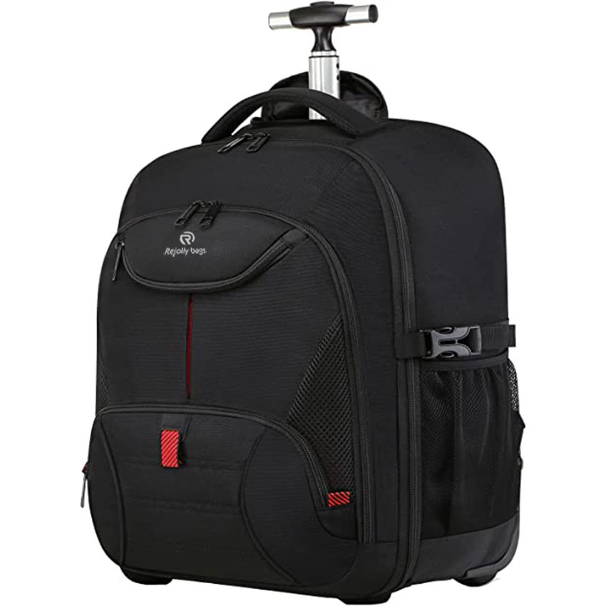 Large Carry on Backpack with Wheels with 3 Main Pockets and 9 Inner Small Pockets for Business Rolling Bag