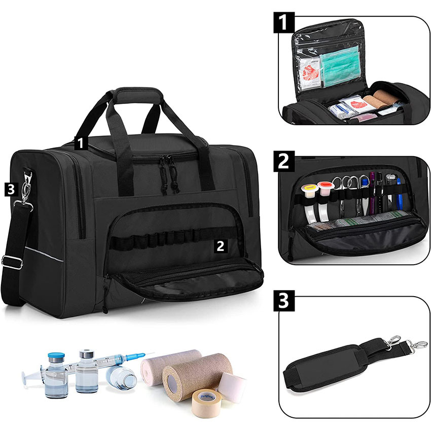 Professional Medical Bag with Inner Deviders and Shoulder Strap for Home Visit, Clinical Study Medical Bag