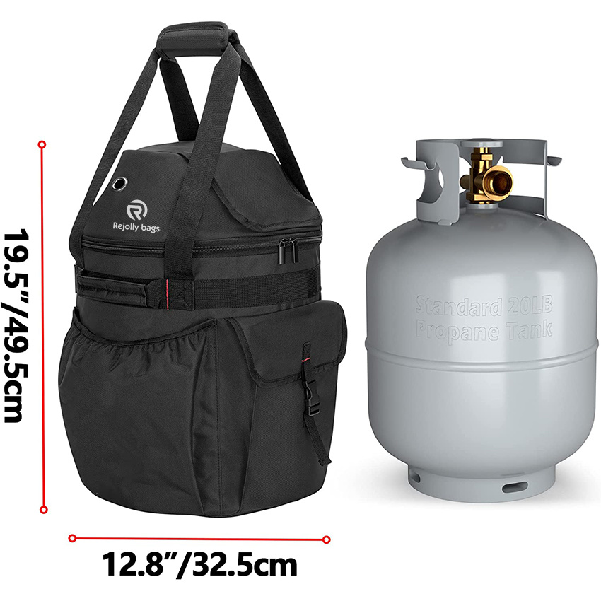 Outdoor 20 Lb Propane Tank Cover with Side Flip Flap and Handy Pockets, Propane Gas Tank Bag for with 2 Side Handles & Padded Strap Weatherproof Grill Bag